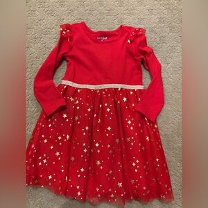 Cat & Jack Red Dress with Gold Stars